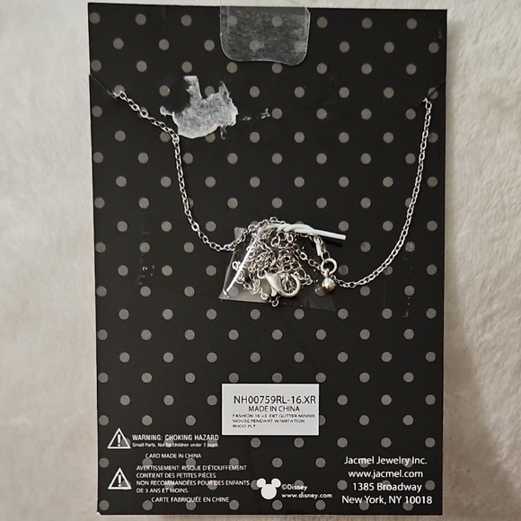 Disney Minnie Mouse Glitter Red White Polkadot Pendant Necklace - Picture 3 of 5